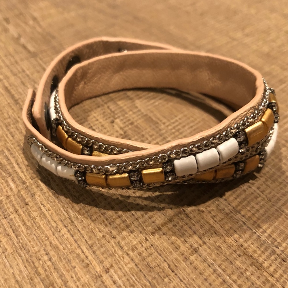 Stella & Dot Tan Beaded Wrap Bracelet